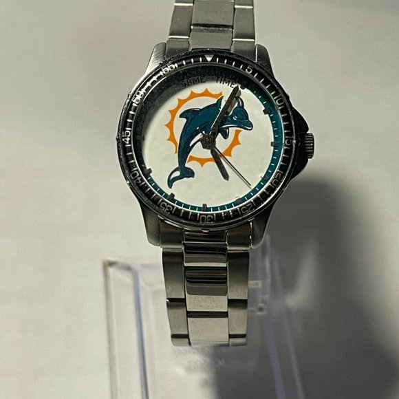 MIAMI DOLPHINS NFL Stainless-Steel Women's Luxury Watch by Game Time !!NEW!! - Picture 2 of 6